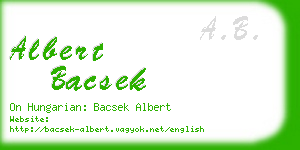 albert bacsek business card